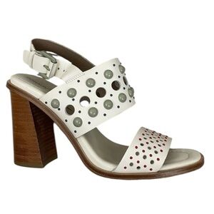 Donald J. Pliner Estee Leather Beaded Open Toe Block Heel‎ Sandals